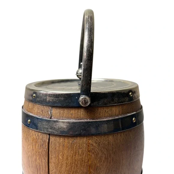 Walker & Hall EPNS Oak Biscuit Barrel‎ Jar Ceramic Liner England Vintage